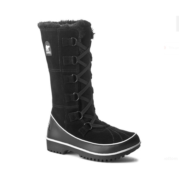 SOREL Tivoli High II Boots Suede Leather Faux Fur Waterproof Snow Black NL2093 - Picture 5 of 5